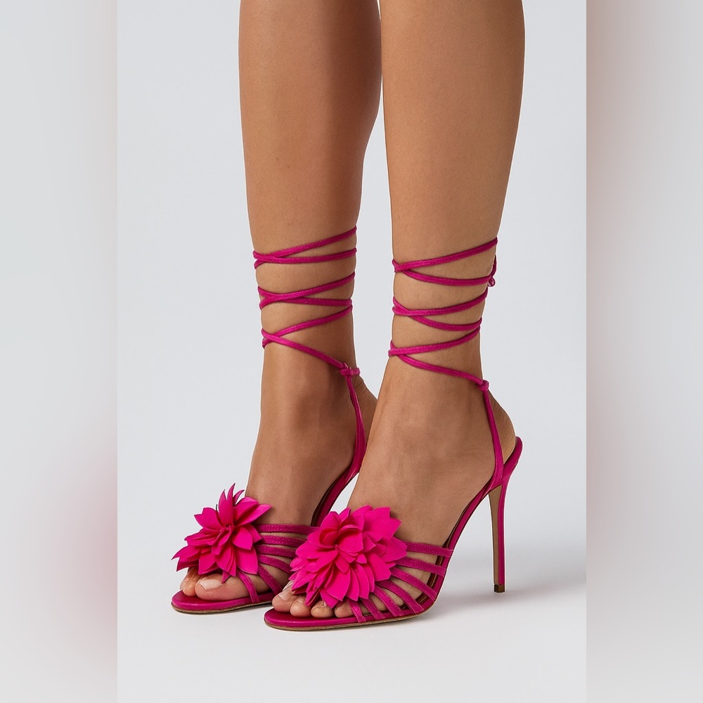 Steve Madden Jolisa Floral Ankle-Wrap Stiletto heels pink